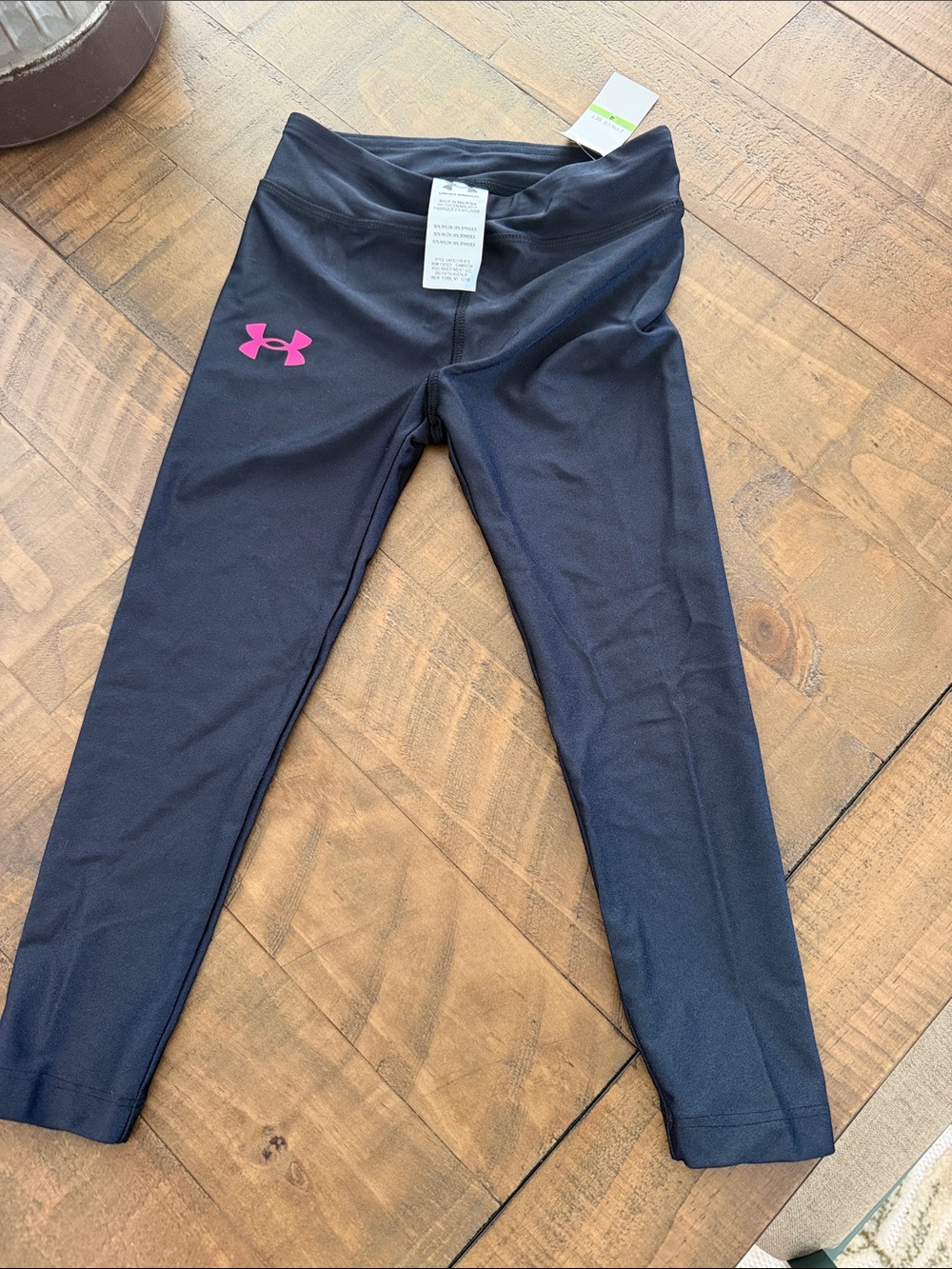 Under Armour Black Leggings with Pink Logo - Girls